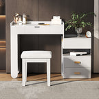 45" White Five Drawer Vanity Table