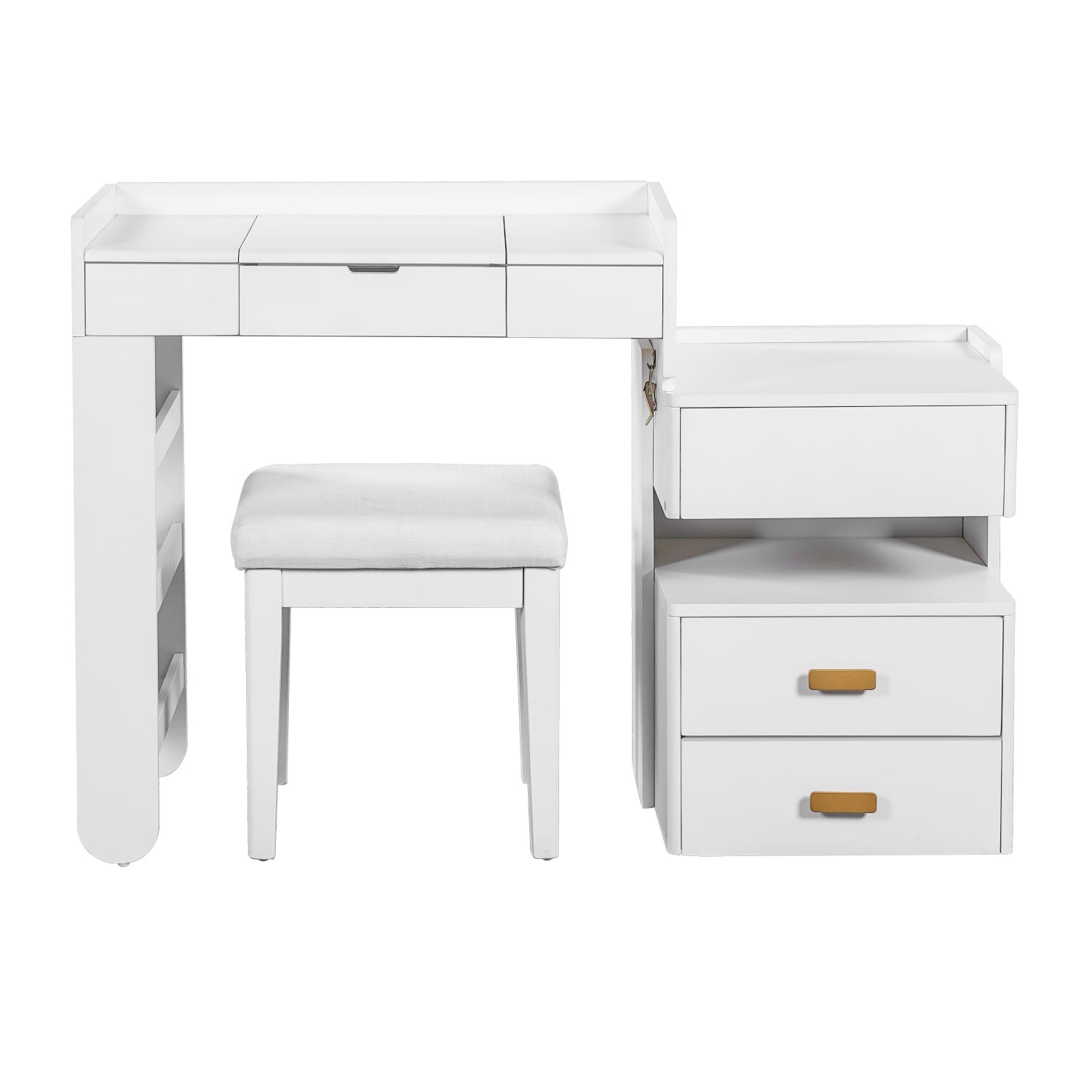 45" White Five Drawer Vanity Table
