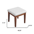 45" Brown Five Drawer Vanity Table