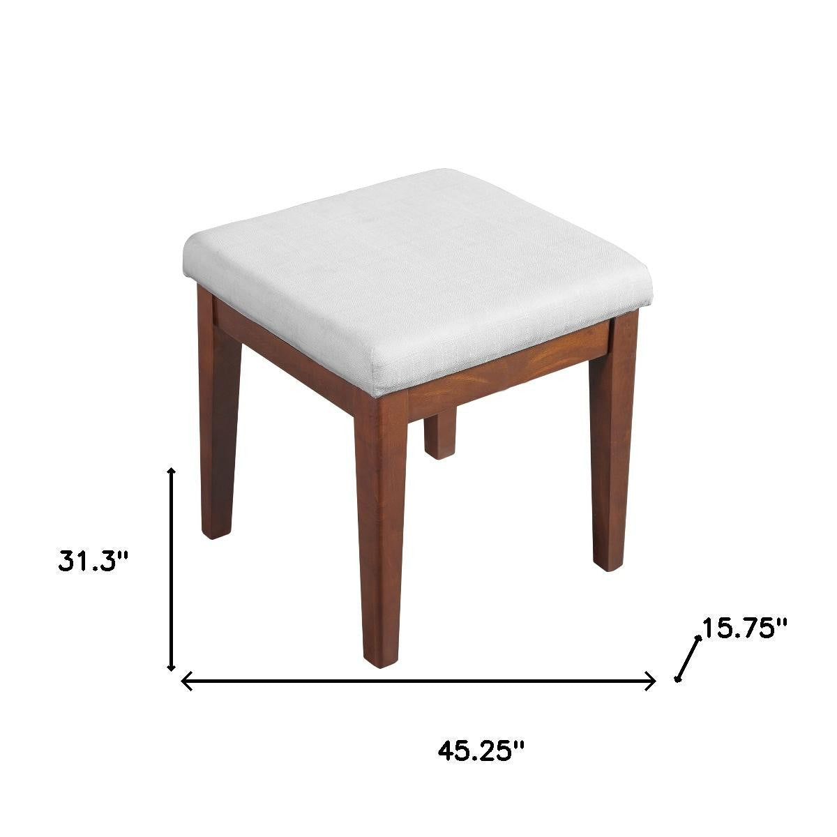 45" Brown Five Drawer Vanity Table