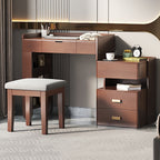 45" Brown Five Drawer Vanity Table