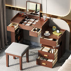 45" Brown Five Drawer Vanity Table