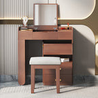 45" Brown Five Drawer Vanity Table