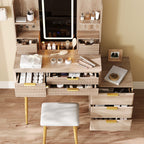 39" Brown Eight Drawer Vanity Table