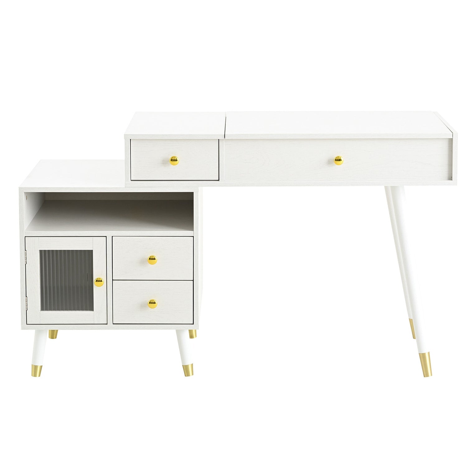 51" White Four Drawer Vanity Table