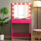 28" Pink Wood Lighted Single Drawer Dresser