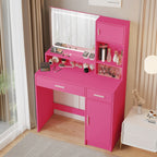 35" Pink Wood Lighted Two Drawer Dresser