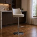 Gray Faux Leather and Steel Low Back Adjustable Height Swivel Bar Chair