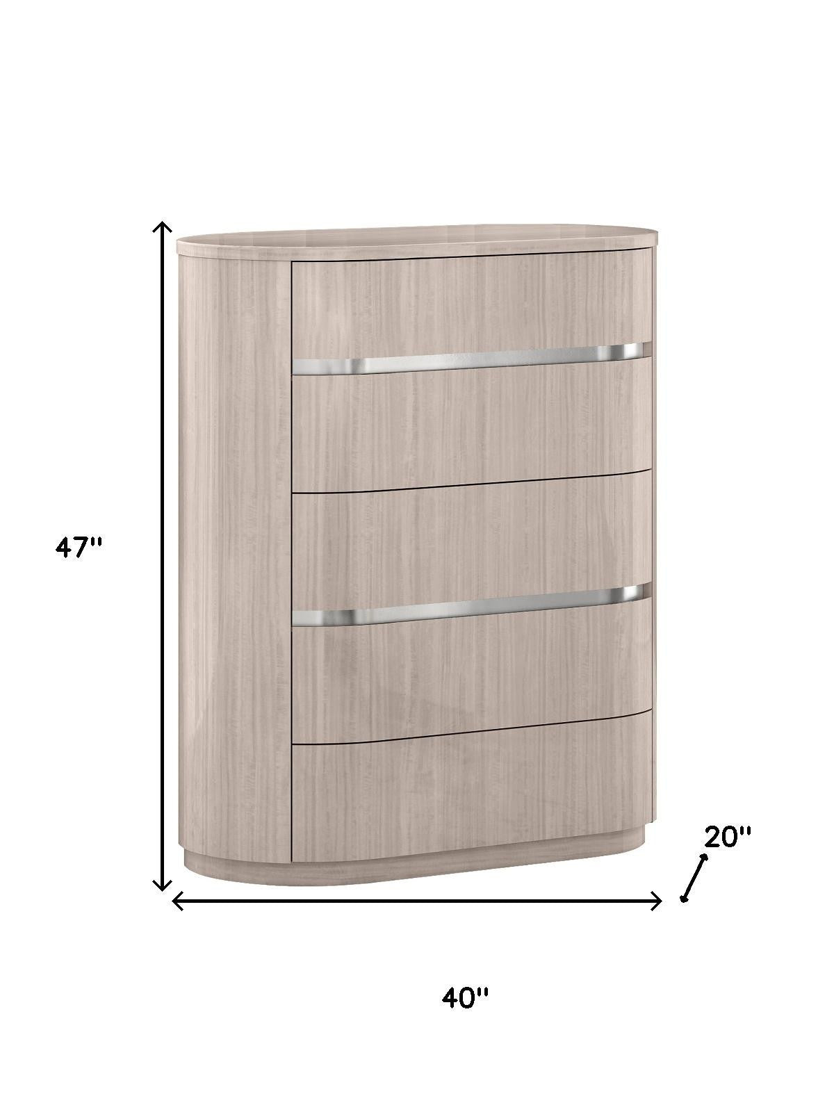 40" Beige Wood Four Drawer Gentlemens Chest