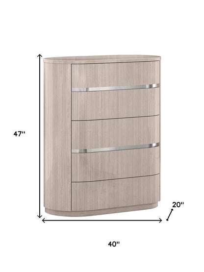 40" Beige Wood Four Drawer Gentlemens Chest
