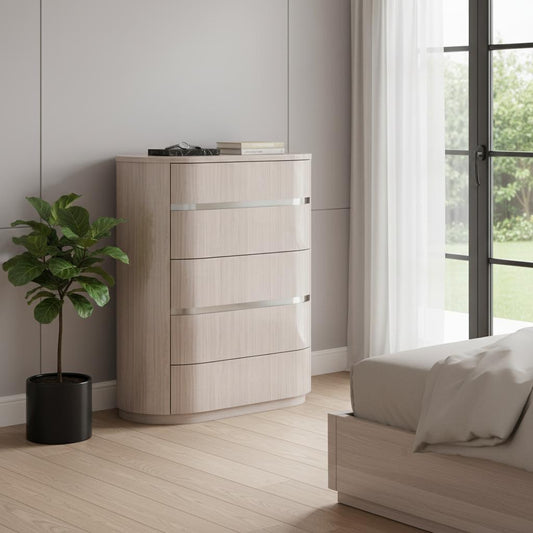 40" Beige Wood Four Drawer Gentlemens Chest