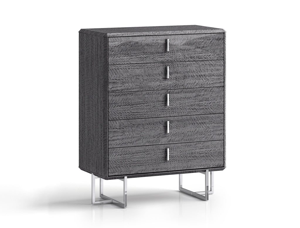 38" Gray Wood Five Drawer Gentlemens Chest