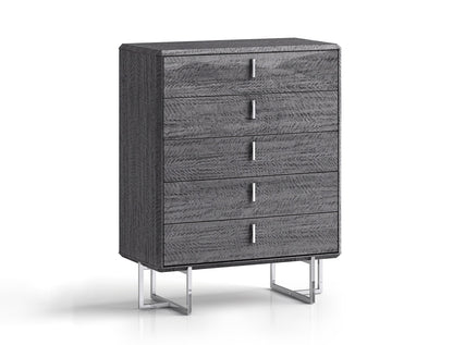 38" Gray Wood Five Drawer Gentlemens Chest