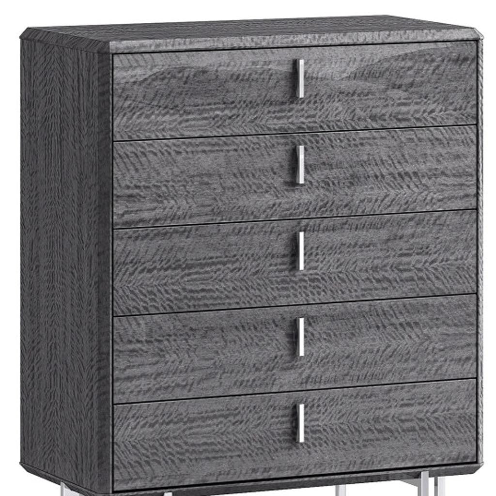 38" Gray Wood Five Drawer Gentlemens Chest