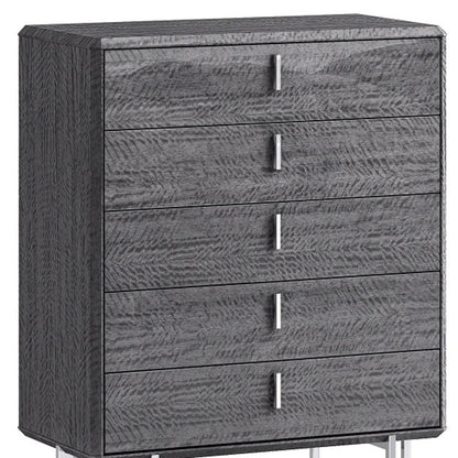 38" Gray Wood Five Drawer Gentlemens Chest