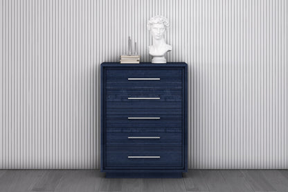 36" Blue Wood Five Drawer Gentlemens Chest