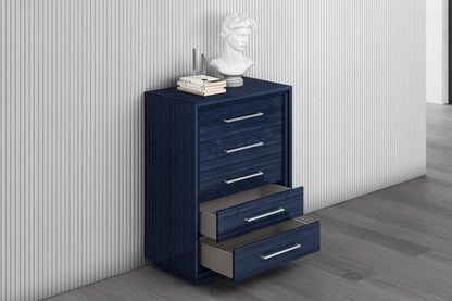 36" Blue Wood Five Drawer Gentlemens Chest