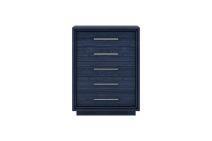 36" Blue Wood Five Drawer Gentlemens Chest