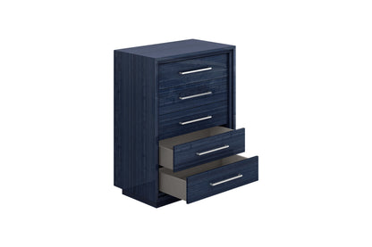 36" Blue Wood Five Drawer Gentlemens Chest