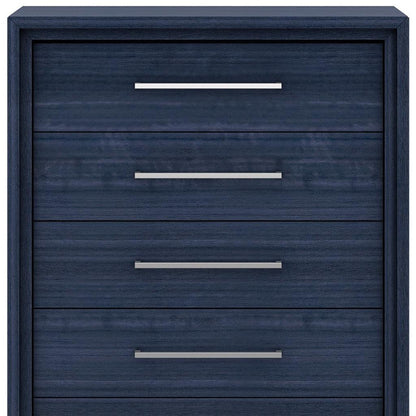 36" Blue Wood Five Drawer Gentlemens Chest
