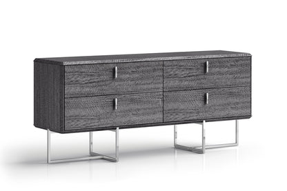 70" Gray Wood Four Drawer Double Dresser