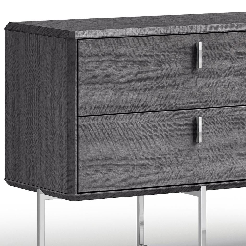70" Gray Wood Four Drawer Double Dresser
