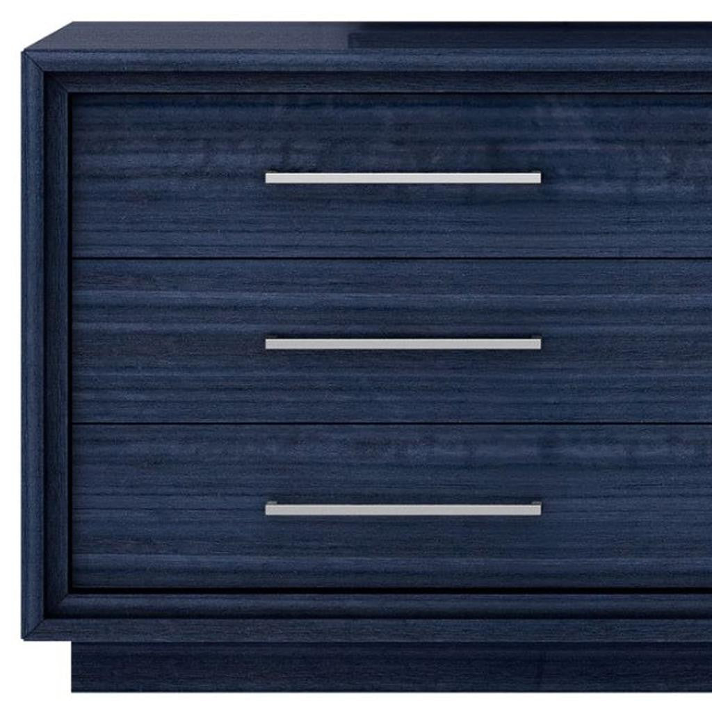 68" Blue Wood Six Drawer Double Dresser