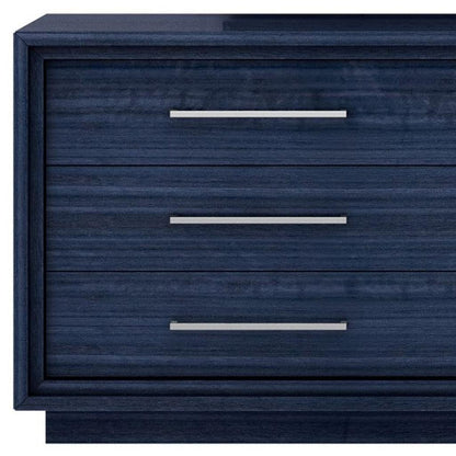 68" Blue Wood Six Drawer Double Dresser