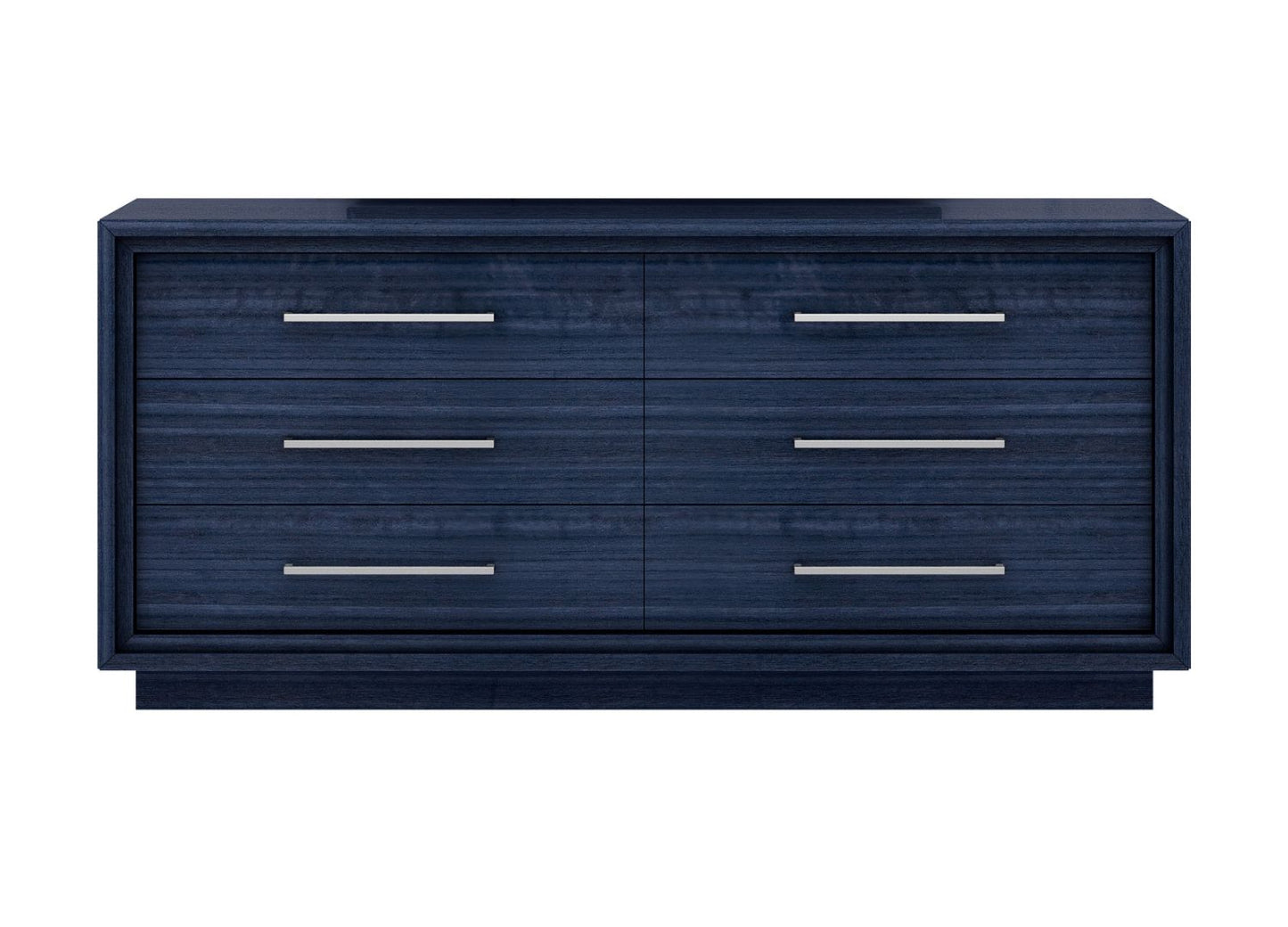 68" Blue Wood Six Drawer Double Dresser