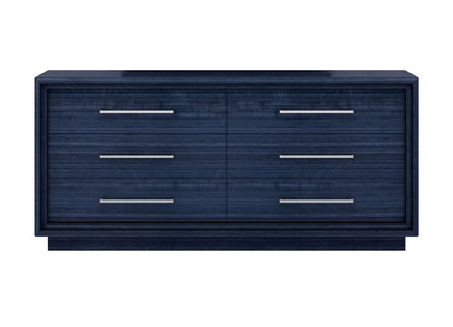 68" Blue Wood Six Drawer Double Dresser