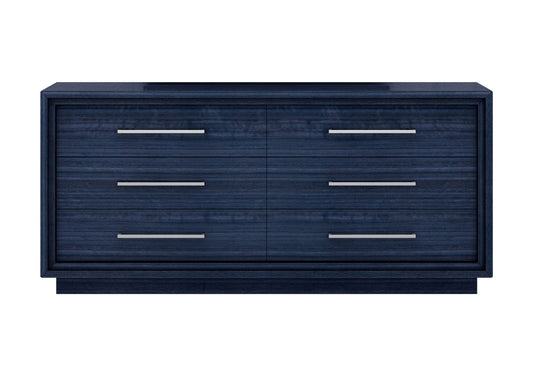 68" Blue Wood Six Drawer Double Dresser
