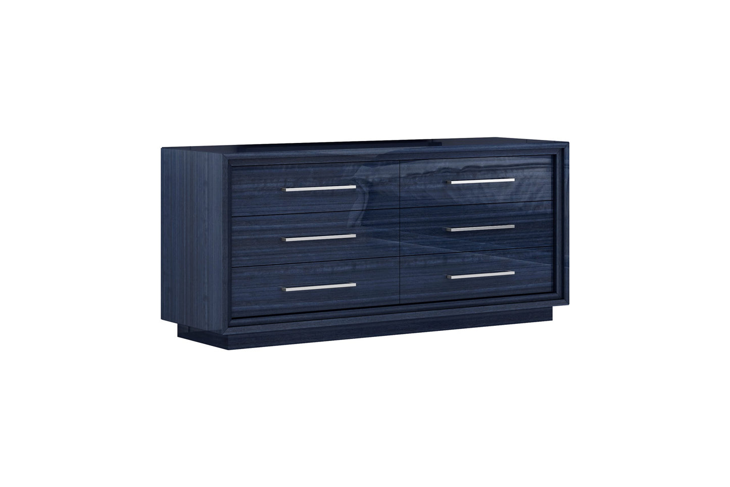 68" Blue Wood Six Drawer Double Dresser