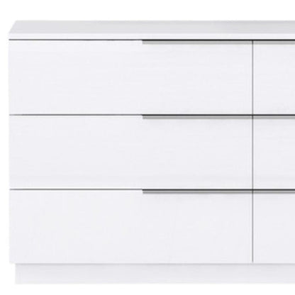 62" White Wood Six Drawer Double Dresser
