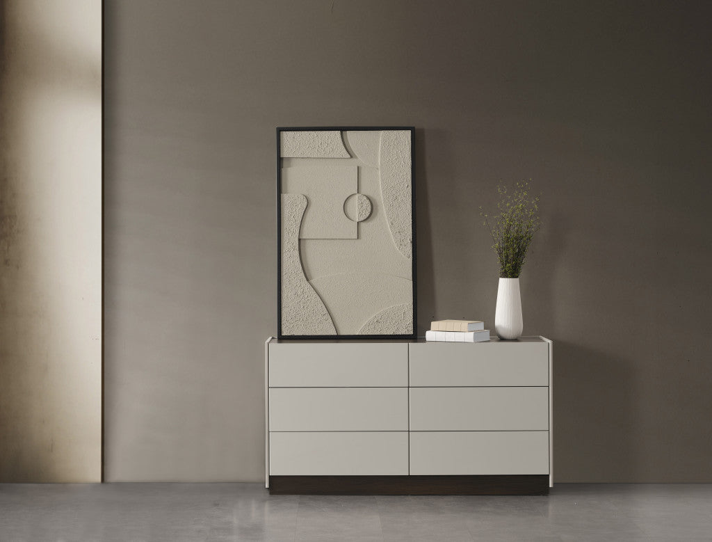 60" Gray Wood Six Drawer Double Dresser