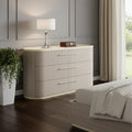 60" Beige Wood Six Drawer Double Dresser