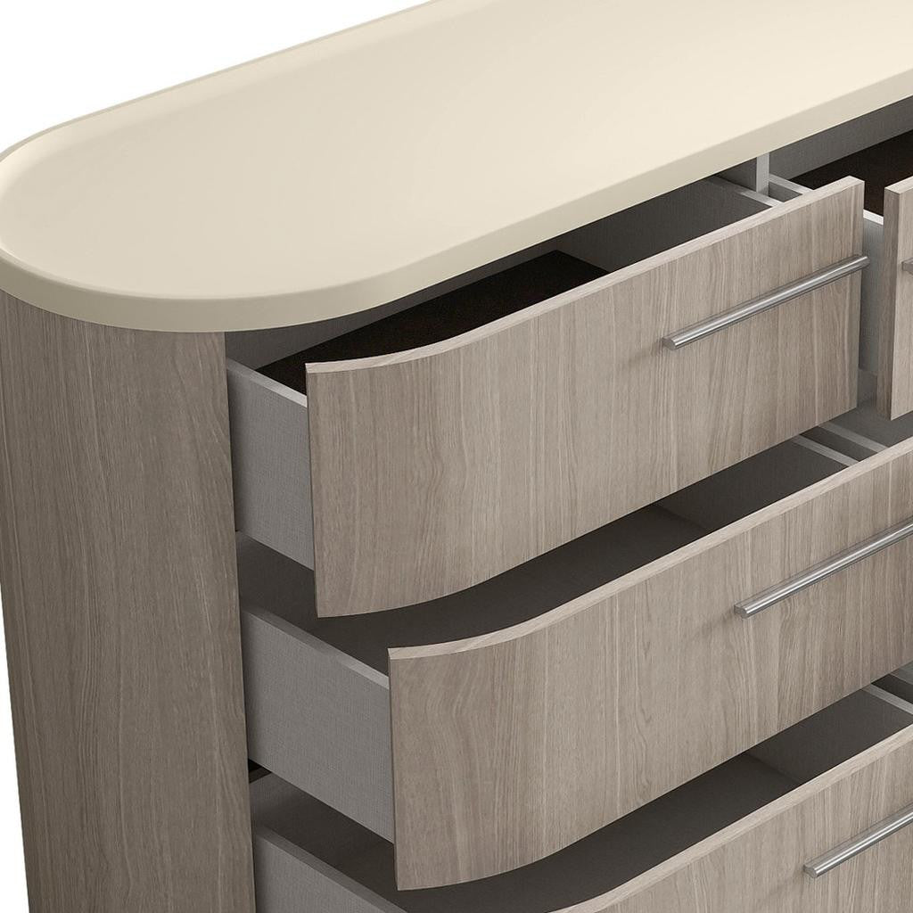 60" Beige Wood Six Drawer Double Dresser