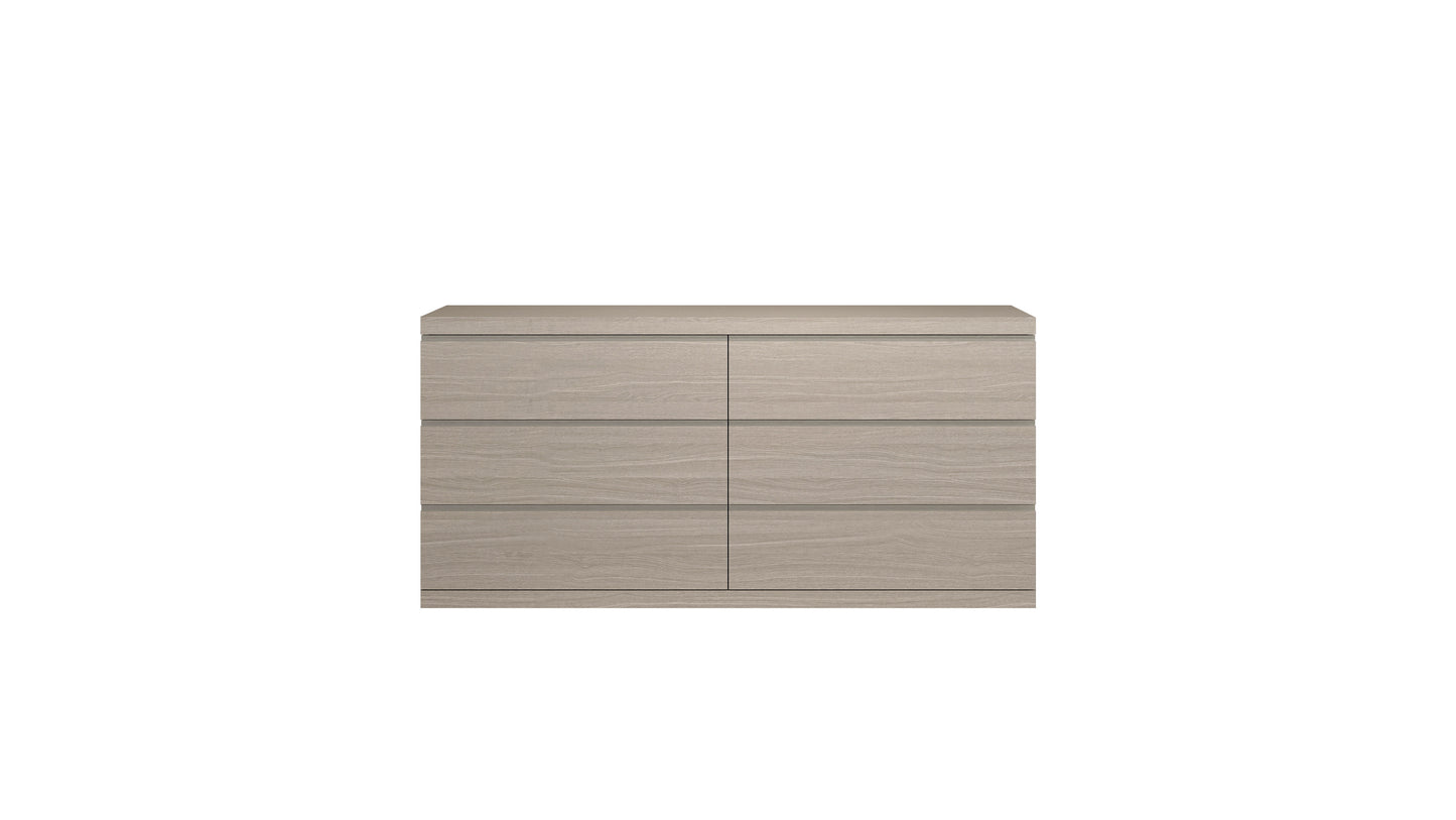 63" Beige Wood Six Drawer Double Dresser