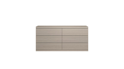 63" Beige Wood Six Drawer Double Dresser