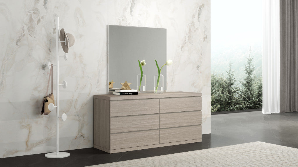 63" Beige Wood Six Drawer Double Dresser