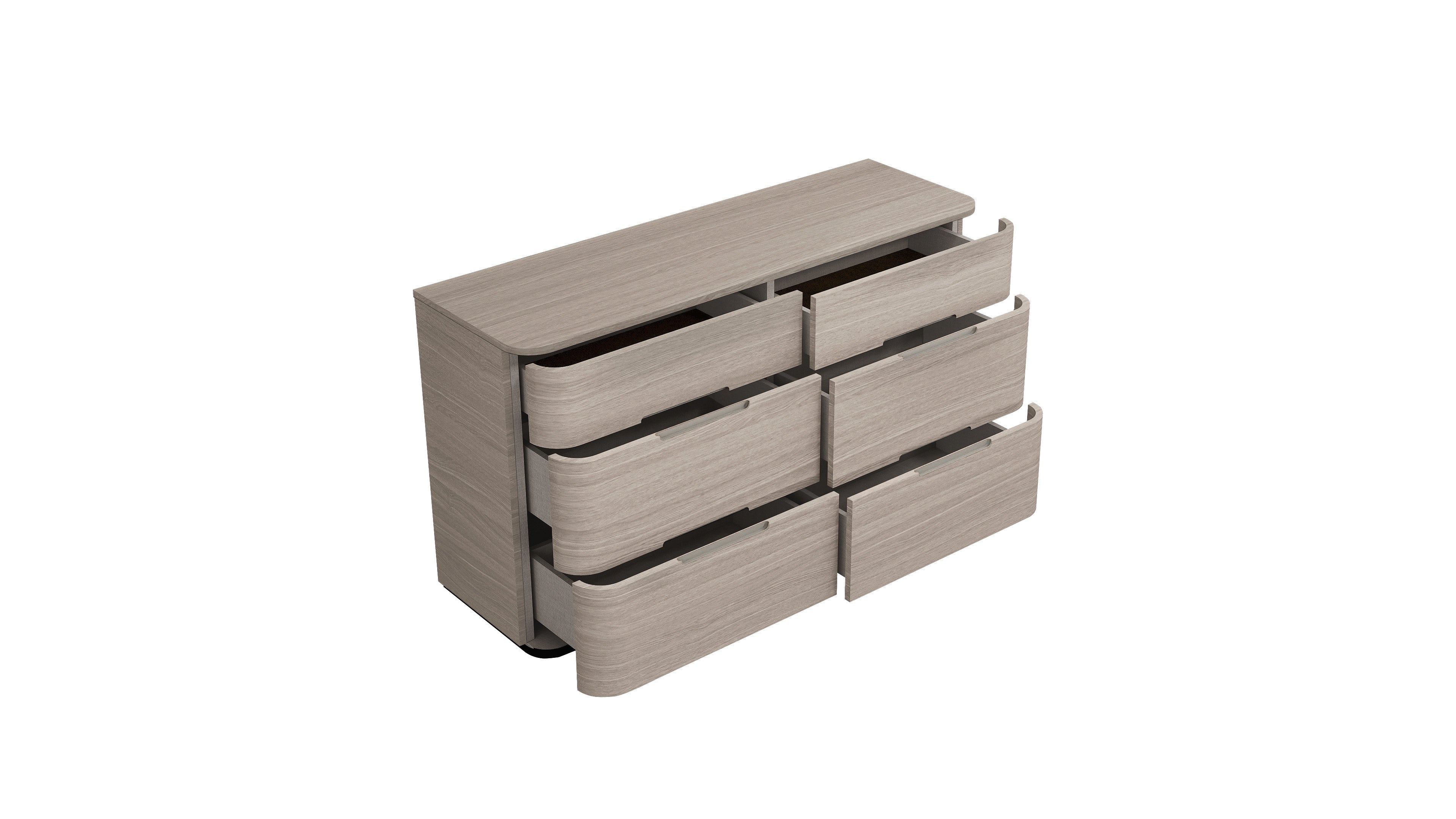 56" Beige Wood Six Drawer Double Dresser