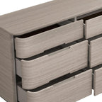 56" Beige Wood Six Drawer Double Dresser