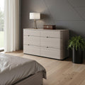56" Beige Wood Six Drawer Double Dresser