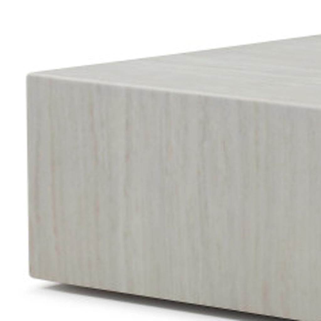 35" Beige Genuine Marble and Marble Square Wheel Coffee Table