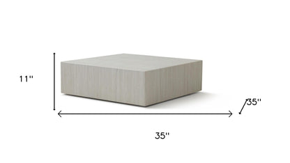 35" Beige Genuine Marble and Marble Square Wheel Coffee Table