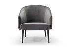27" Gray Tufted Velvet And Faux Leather and Metal Lounge Chair