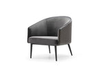27" Gray Tufted Velvet And Faux Leather and Metal Lounge Chair