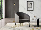27" Gray Tufted Velvet And Faux Leather and Metal Lounge Chair