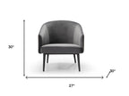 27" Gray Tufted Velvet And Faux Leather and Metal Lounge Chair