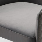 27" Gray Tufted Velvet And Faux Leather and Metal Lounge Chair