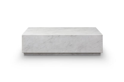 55" White Genuine Marble and Marble Pedestal Coffee Table
